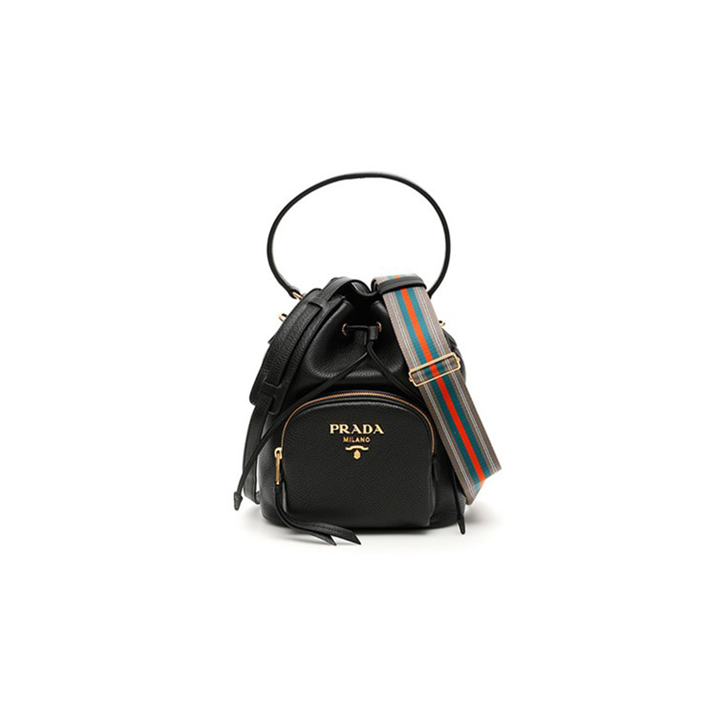 Pra*a bucket bag with metal logo and shoulder strap 1be030 (26.5*25*14cm)